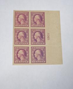 #484 3 cent Washington imperf plate block