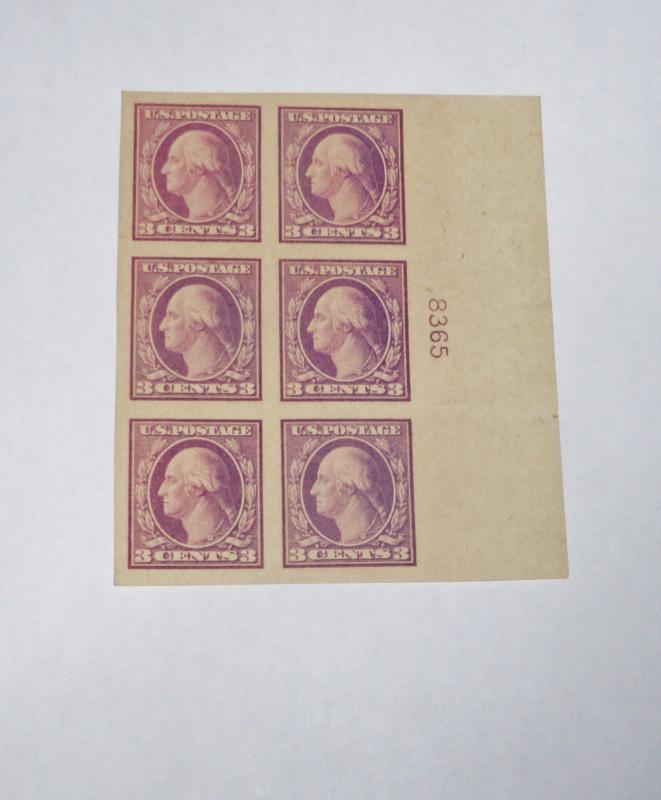 #484 3 cent Washington imperf plate block