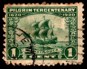 U.S. Scott #548: 1920 1¢ Pilgrim Tercentenary, Used, F+