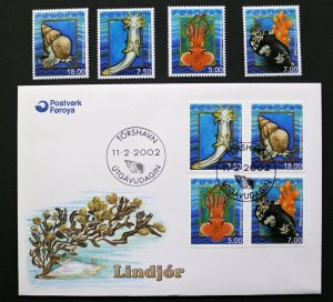 Faroe Island 2002 Denmark Scott 409-412 Marine life octopus squid MNH+FDC