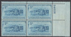 Scott # 1006 - US Plate Block Of 4 - B & O Railroad - MNH - 1952