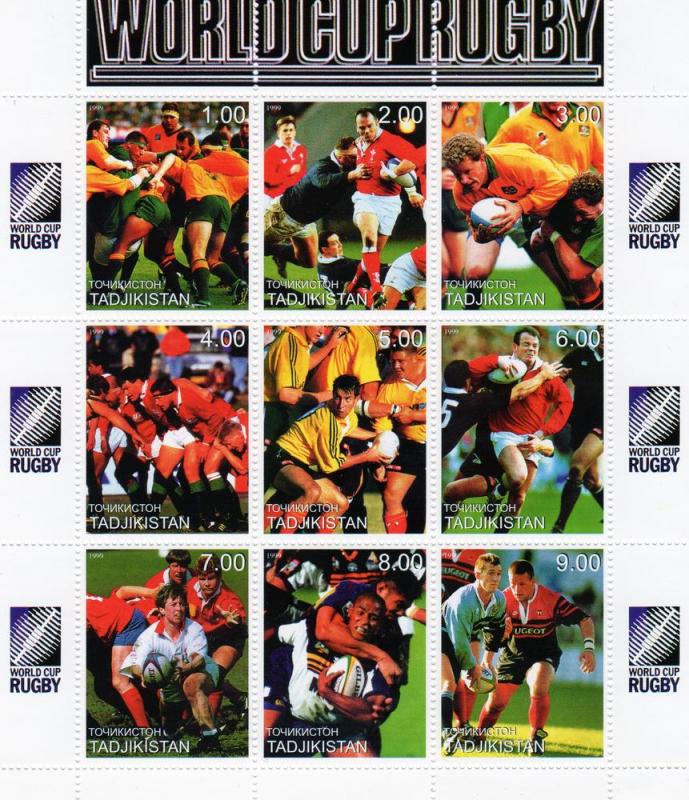 Tadjikistan 1999 World Cup Rugby Shlt (9) Perf.MNH VF 