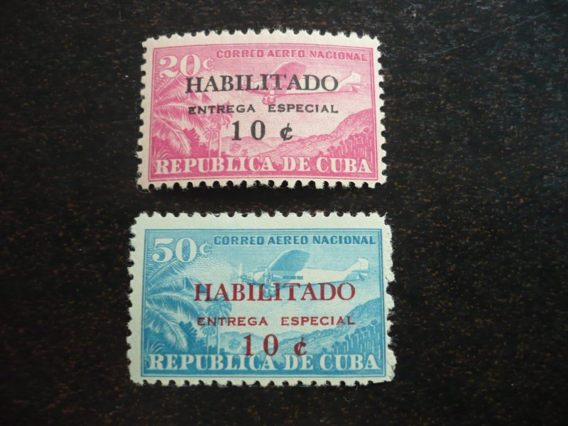 Stamps - Cuba - Scott# E29-E30 - Mint Hinged Set of 2 Stamps - Overprinted