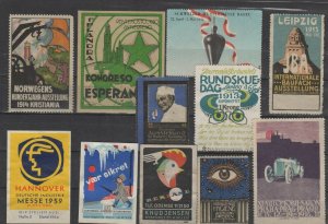 Small Collection of 11 European Exposition Stamps