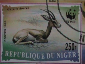 NIGER-1998-SC#986a WWF-ENDANGER ANIMALS CTO RARE S/S CAT. $40 VF