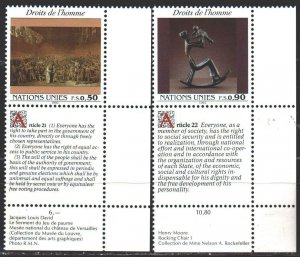 UN Geneva. 1992. 223-24. Declaration of Human Rights, English, Art. MNH.