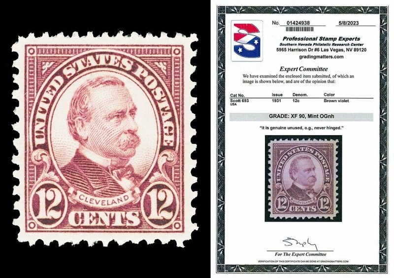 Scott 693 1931 12c Cleveland Rotary Press Mint Graded XF 90 NH with PSE CERT