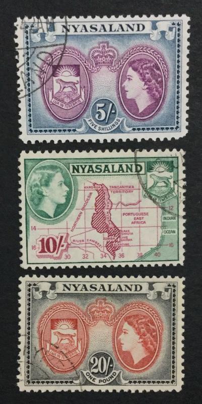 MOMEN: NYASALAND SG #185-187 USED £75 LOT #3323