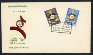 Iraq #433-434 FDC 1967 Labour Day 1st May Worker Map Baghdad Postage Philately