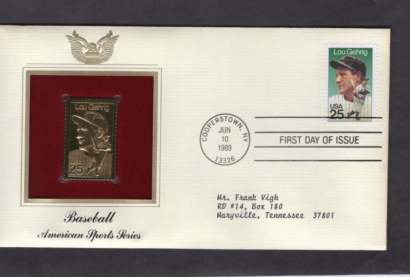 2417 Lou Gehrig, FDC PCS Gold Replica addressed