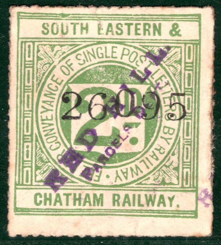 GB Kent SE&CR RAILWAY Letter Stamp 2d Super *RED HILL* STATION PARCELS SBW100