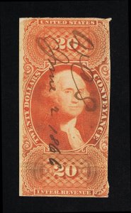 EXCELLENT GENUINE SCOTT #R98a FINE 1862-71 ORANGE 1ST ISSUE CONVEYANCE #18560