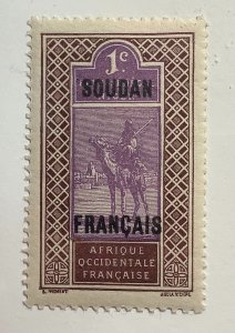 French Sudan 1921 Scott 21 MH - 1 c,  Targui Nomad on Dromedary