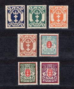 GERMANY DANZIG 1923 STATE WEAPON INFLATION ISSUE MICHEL 123Y-129Y PERFECT MNH