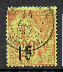 Senegal: 1887 Nav. & Comm. ovpt. 15 with 'broken 5' error Sc. 22 var used