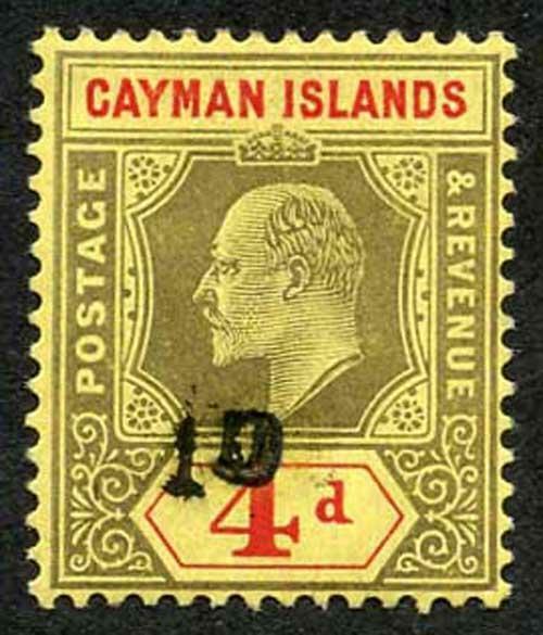 Cayman Islands KEVII 1d on 4d Opt (See note above SG38 in Cat) M/M