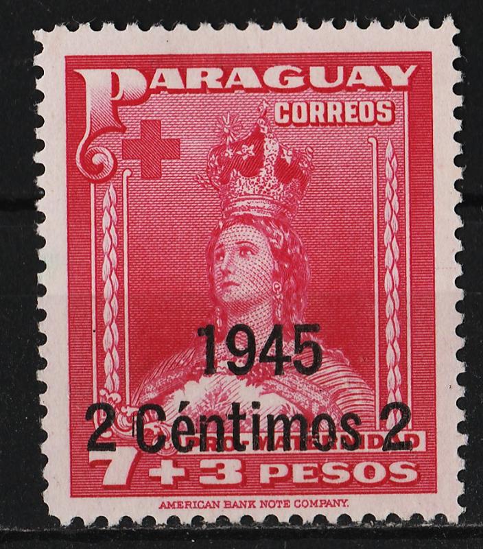 Paraguay 1945 Surcharge on '1941 Mother's Fund' (7P+3P)+2c (1/8) UNUSED