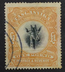 MOMEN: TANGANYIKA SG #88a UPRIGHT WMK 1923 USED £750 LOT #63834