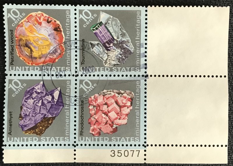 US #1538-1541 Used CDS Plate Block of 4 Mineral Heritage L43