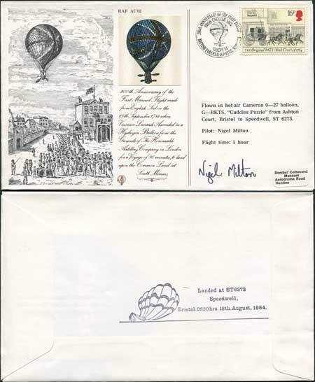 AC12a 200th Ann 1st Manned Aerial Voyage from British Soil Pilot Signed