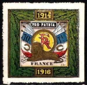 1914 WW One France Delandre Poster Stamp For Country France