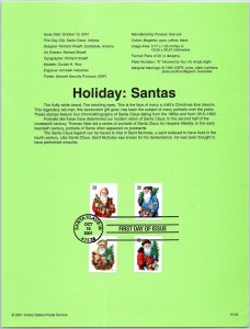 USPS SOUVENIR PAGE HOLIDAY SERIES: SANTAS SET OF (4) 2001