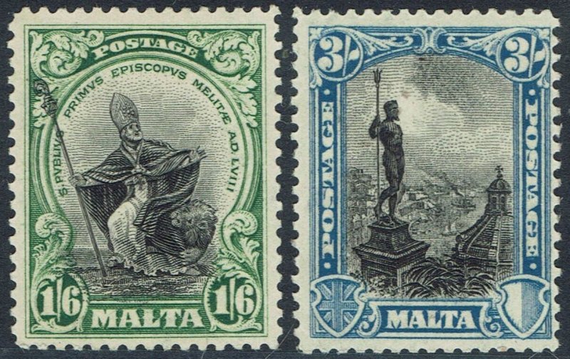 Malta 1926 Pictorial 1/6 and 3/ Inscribed Postage Europe Malta
