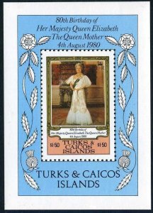 Turks & Caicos 440,sheet, 441, MNH. Queen Mother Elizabeth, 80th birthday, 1980.