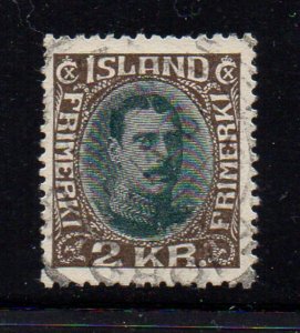 Iceland Sc 186 1931 2 kr Christian X stamp used
