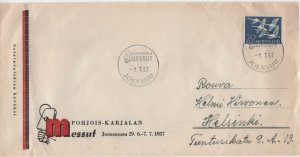 Finland 1957 Cover Sc 344 30m Whooper swans Commemorative cancel