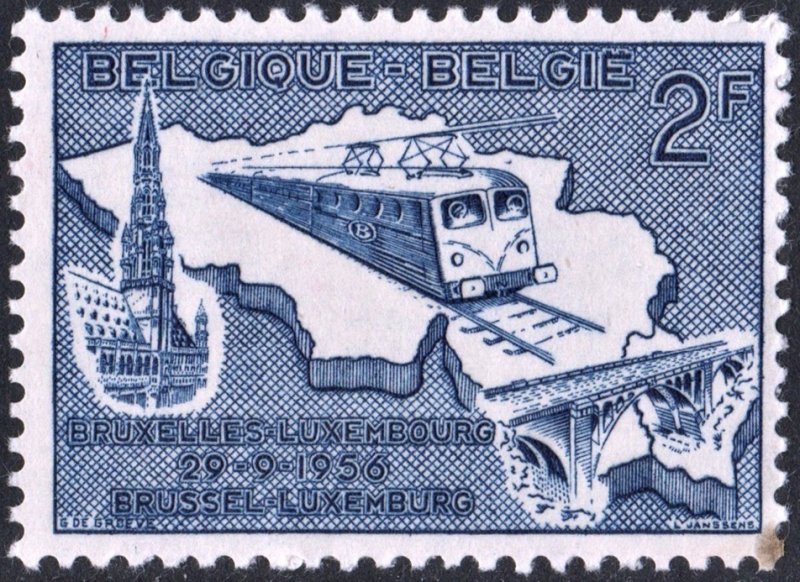 Belgium SC#498 Electrification of Brussels-Luxembourg Railway Line (1956) MNH