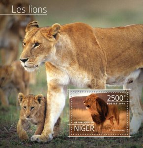 Wild Animals Lions Stamps Niger 2014 MNH Lion Big Cats Fauna 1v S/S