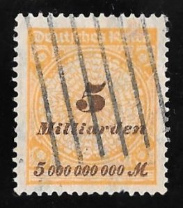 Germany #296  5 Milliarden Numerial, Yellow & Brown, Stamp used VF