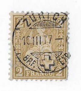 Switzerland Sc # 60 2c bister used with dated CDS VF