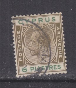 CYPRUS,1924 KGV 6pi. Olive Brown & Green, used.