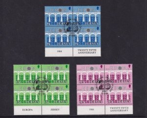 Jersey   #326-328  used  1984  Europa  in blocks of 4