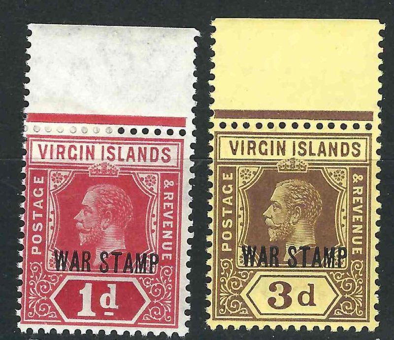 British Virgin Islands MR1-2 SG 78c, 79a MLH/MNH VF 1916-17 SCV $7.55 *