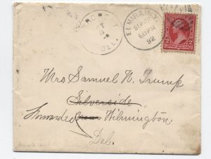1892 Elmira NY forwarded cover Carrcroft DE B&O RR [S.3699]