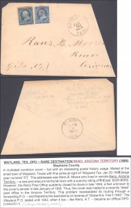 Stephens County Wayland DPO Dead Post Office 1877-1942 Rare Arizona Terr Dest...