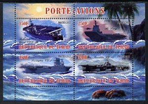 CHAD - 2012 - Aircraft Carriers - Perf 4v Sheet #3 - Mint Never Hinged