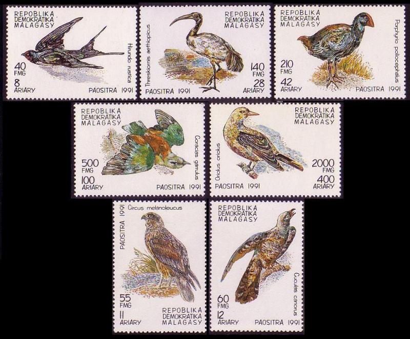 Malagasy Rep. Birds 7v SG#930/36 MI#1330-36