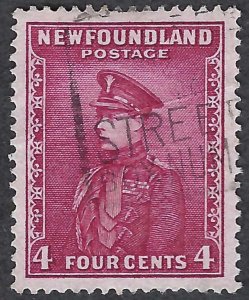 Newfoundland #189 4¢ King Edward VII (1932). Rose lake. Perf. 13.5. VF.
