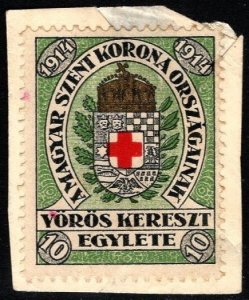 1914 Hungary Poster Stamp Red Cross Society of the States Hungarian Holy Crown