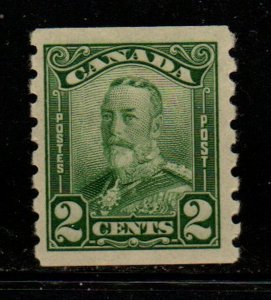 Canada Sc 161 1929 2c George V scroll issue coil stamp mint