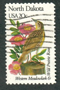 1986 North Dakota Birds and Flowers used single - perf 10.5 x 11