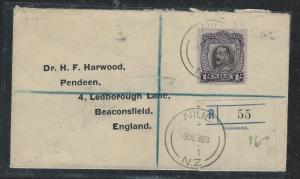 NIUE  (P2006B) 1935 KGV 1/- REG TO ENGLAND