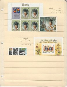 Aitutaki & Barbuda Stamp Collection 1986 #392-3 Mint NH, #779-82 LH Queen