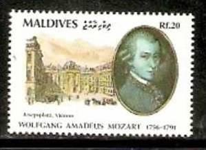 Maldives Island 1991 Musician - MOZART - Josepspletz, Vienna Member Masonic L...