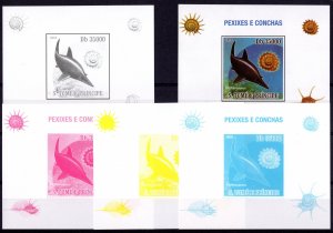 Sao Tome and Principe 2009 PRE-HISTORIC CREATURES ICHTHYOSAURUS 5 COLOR PROOFS