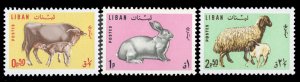 Lebanon #440-442 Cat$5.35, 1965 Animals, set of three, never hinged